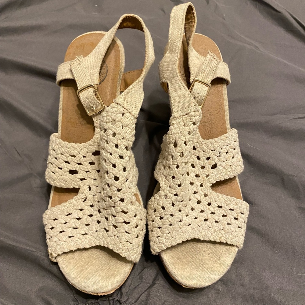 Cute cream wedge sandals